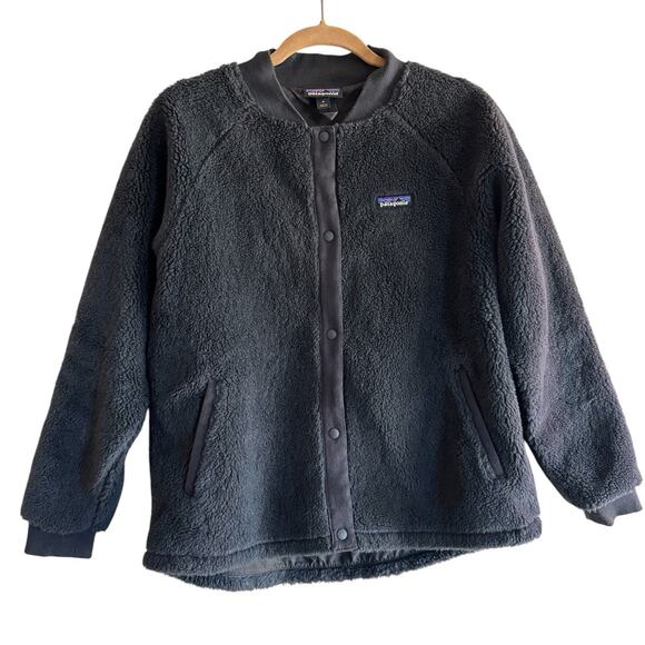 Patagonia Women's Size M Ink Black Snap Front Retro-X Bomber Jacket - Picture 1 of 7